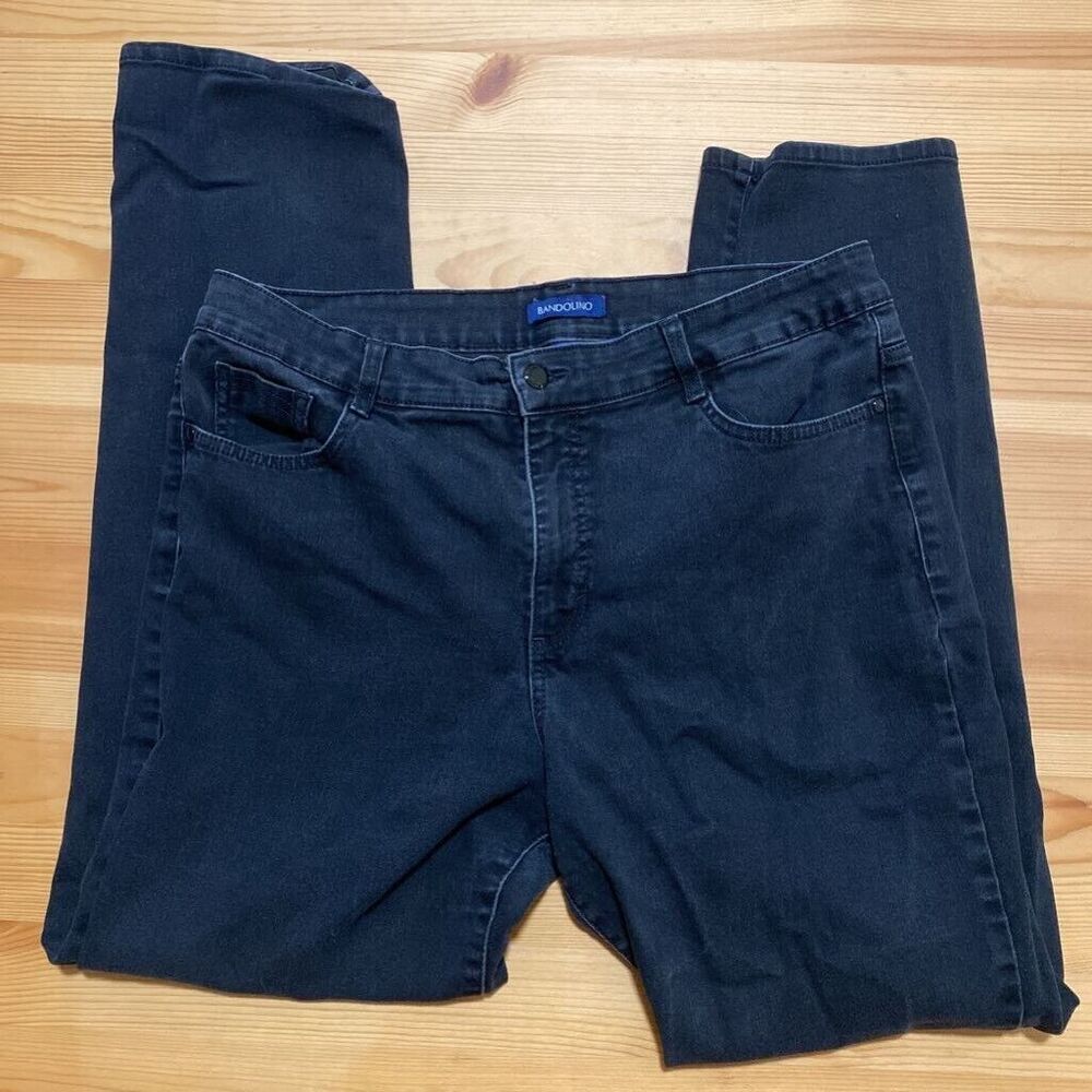 Bandolino Jeans Womens 18 Black Straight Leg Amy Denim Pant Mid Rise